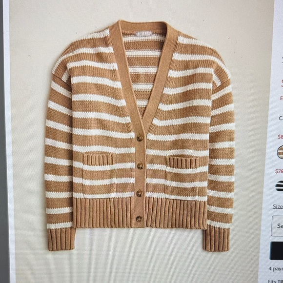 J. Crew Sweaters - J. Crew Women's Camel and Natural Heritage cotton Striped Cardigan